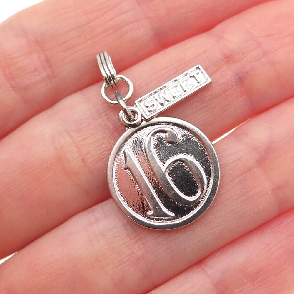 Wells 925 Sterling Silver Vintage Sweet 16 Charm Pendant